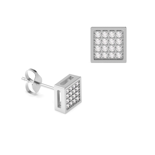 pave setting round shape diamond stud earring for mens and women(7 MM X 7 MM)