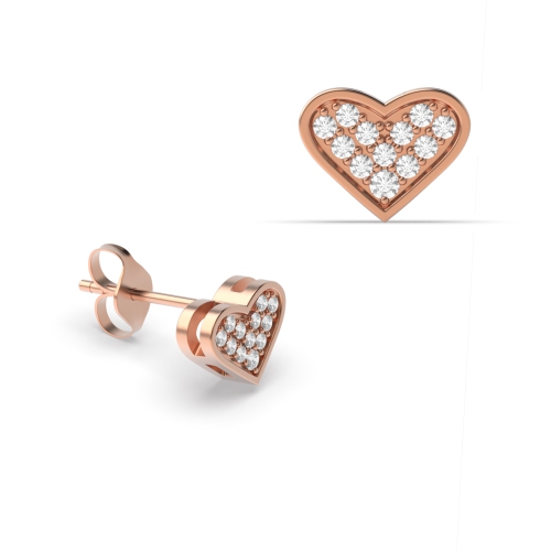 Pave Setting Round Rose Gold Unity Diamond Earrings