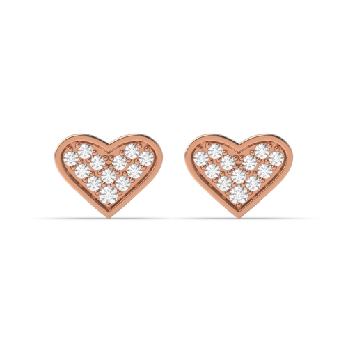 Pave Setting Round Rose Gold Unity Diamond Earrings