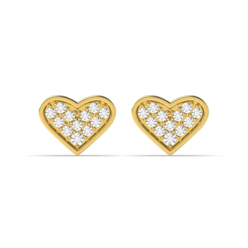 Pave Setting Round Yellow Gold Unity Diamond Earrings