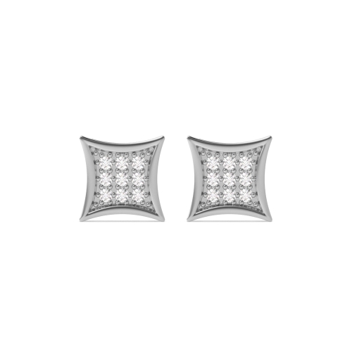 Pave Setting Round Pinched square Lab Grown Diamond Earrings