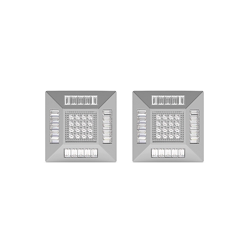 Pave Setting Round Square shaped Lab Grown Diamond Earrings