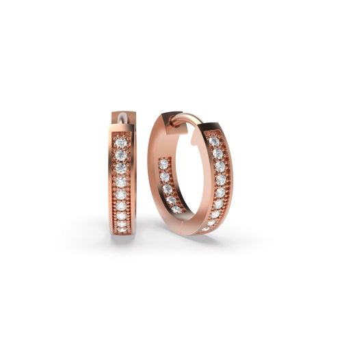 Pave Setting Round Rose Gold Twilight Diamond Earrings