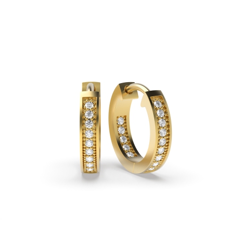 Pave Setting Round Yellow Gold Twilight Diamond Earrings
