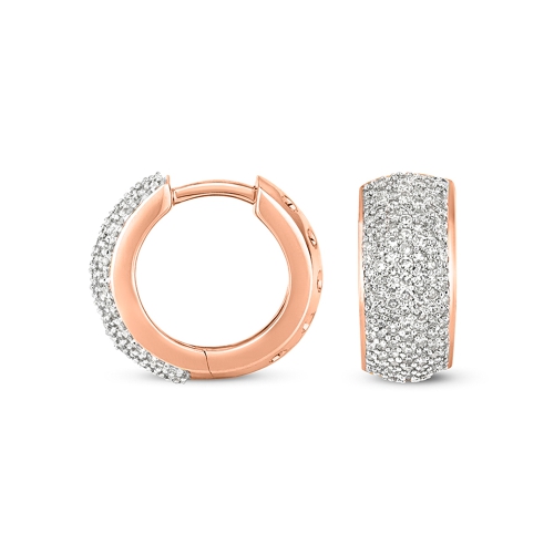 Pave Setting Round Rose Gold Aurora Diamond Earrings
