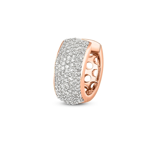 Pave Setting Round Rose Gold Aurora Diamond Earrings