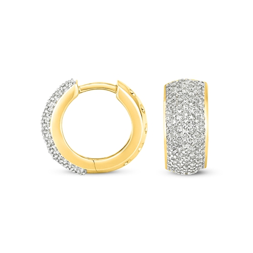 Pave Setting Round Yellow Gold Aurora Diamond Earrings