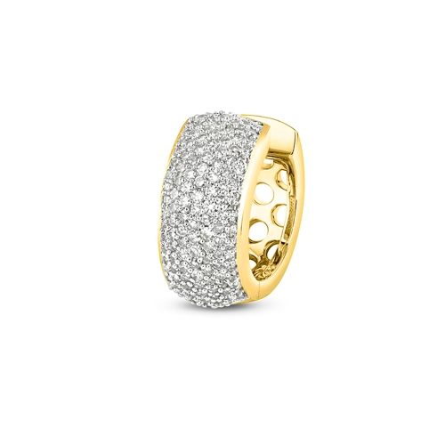 Pave Setting Round Yellow Gold Aurora Diamond Earrings