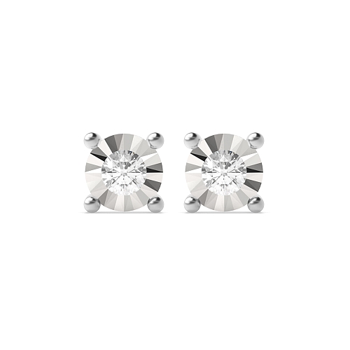 4 Prong Round Illusion plat Stud Diamond Earrings