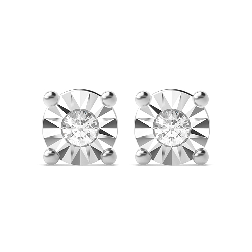 4 Prong Round Optic aura Stud Diamond Earrings