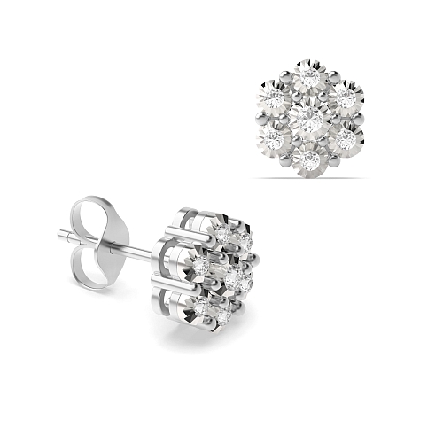 6 Prong Round Optic Stud Diamond Earrings