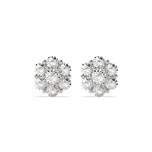 6 Prong Round Optic Stud Diamond Earrings