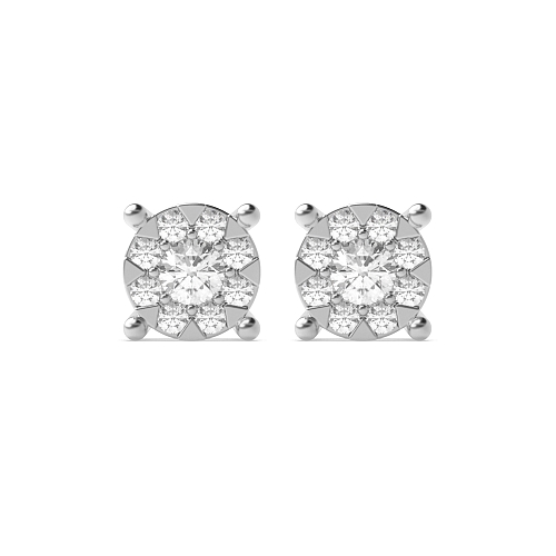 4 Prong Round Illusion big Lab Grown Diamond Earrings