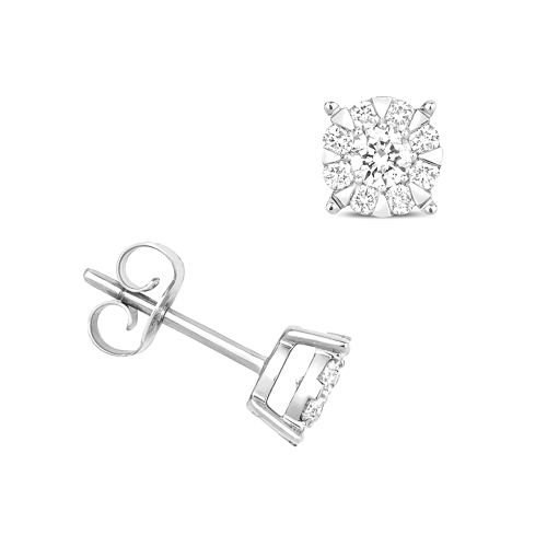 prong setting round shape Lab Grown Diamond cluster stud earring