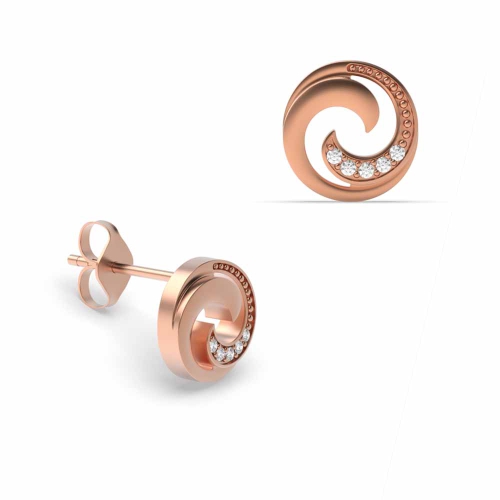 4 Prong Round Rose Gold Aurora Diamond Earrings