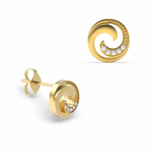 4 Prong Round Yellow Gold Aurora Diamond Earrings