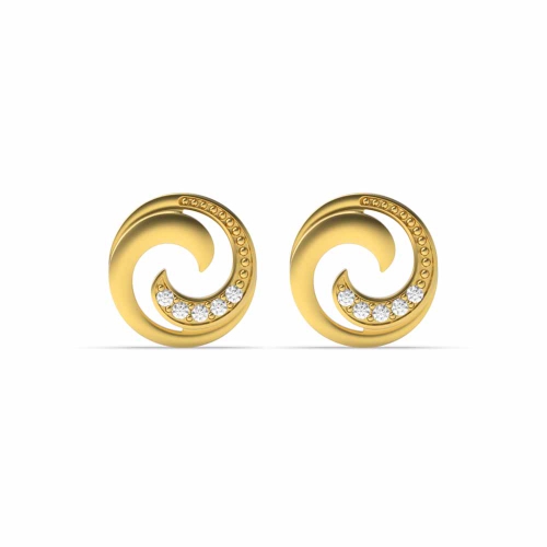 4 Prong Round Yellow Gold Aurora Diamond Earrings