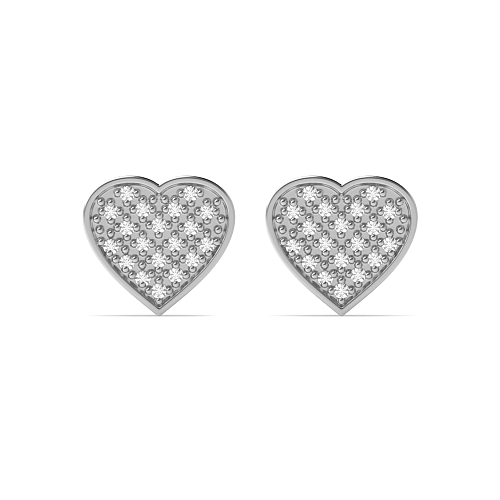 Pave Setting Round Heart shaped Lab Grown Diamond Earrings