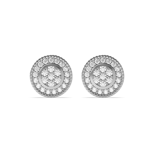 Pave Setting Round White Gold Glimpse Diamond Earrings