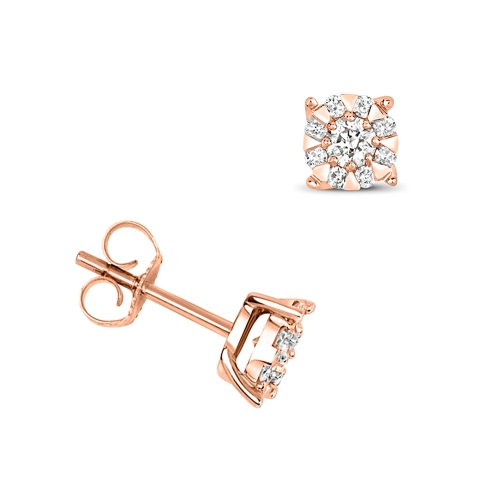 4 Prong Round Rose Gold Glimpse Diamond Earrings