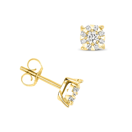 4 Prong Round Yellow Gold Glimpse Diamond Earrings