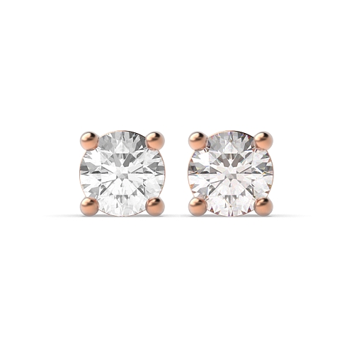 4 Prong Round Rose Gold Claws basket set Diamond Earrings