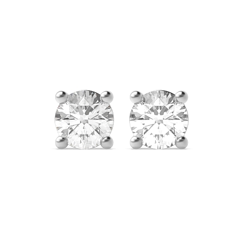4 Prong Round Claws basket set Stud Diamond Earrings