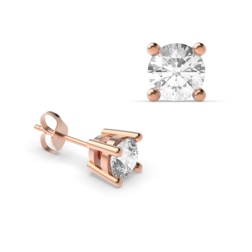 4 Prong Rose Gold Stud Earrings