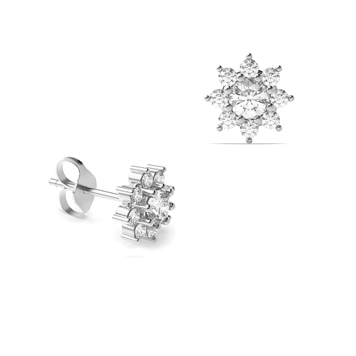 6 Prong Round Star style Lab Grown Diamond Earrings