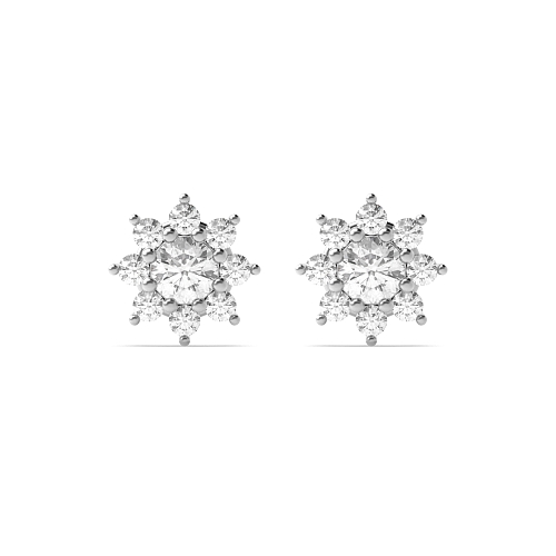 6 Prong Round Star style Lab Grown Diamond Earrings