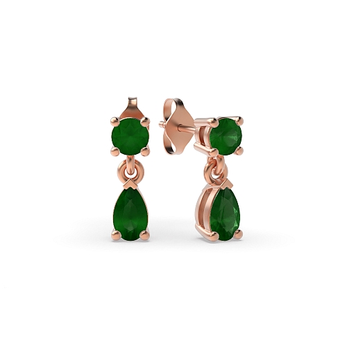 4 Prong Round/Pear Rose Gold Prongfull Diamond Earrings