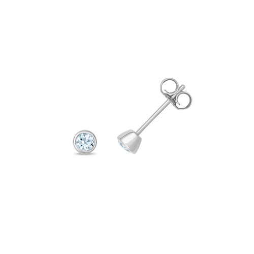 bezel setting round shape gemstone stud earring