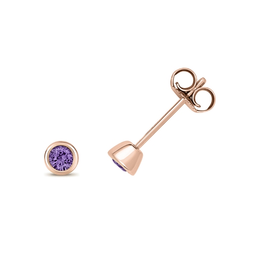 Bezel Setting Round Rose Gold Illume Diamond Earrings