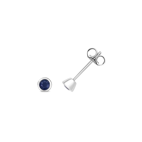 Bezel Setting Round Illume Blue Sapphire Diamond Earrings