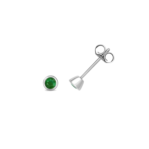 Bezel Setting Round Illume Emerald Diamond Earrings