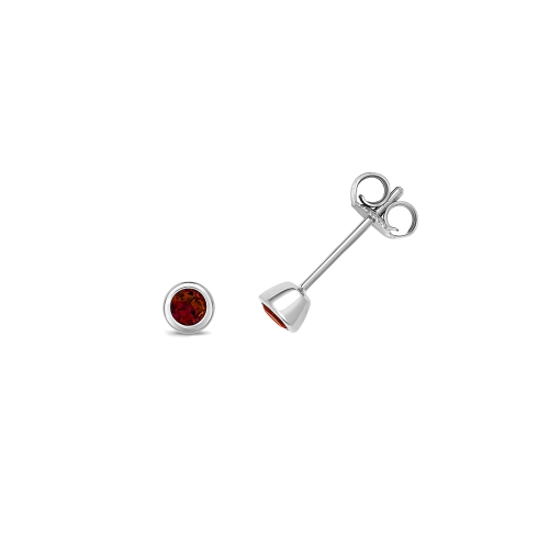 Bezel Setting Round Illume Garnet Diamond Earrings