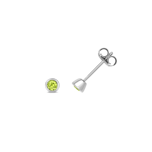 Bezel Setting Round Illume Peridot Diamond Earrings