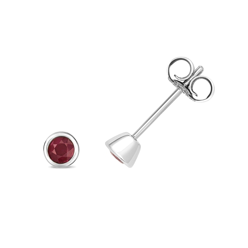 Bezel Setting Round Illume Ruby Diamond Earrings