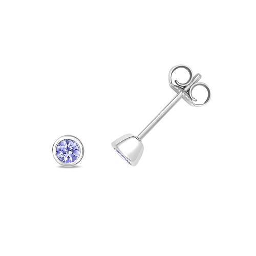 Bezel Setting Round Illume Tanzanite Diamond Earrings