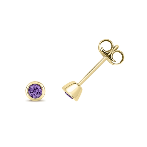 Bezel Setting Round Yellow Gold Illume Diamond Earrings