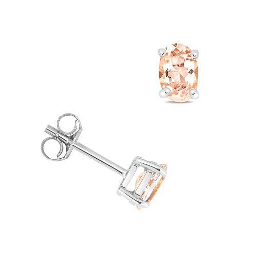 4 Prong Oval Brilliance Morganite Gemstone Earrings