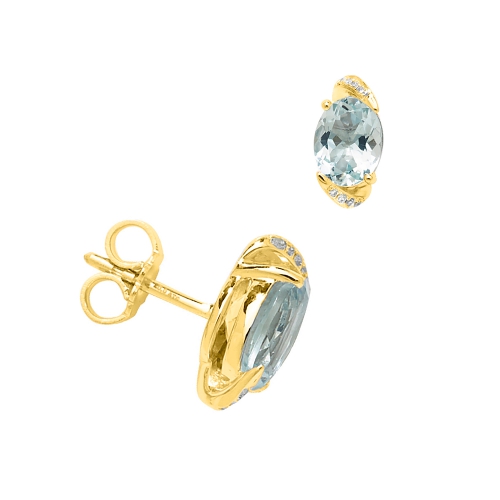 4 Prong Oval Yellow Gold Stunning unique Lab Grown Diamond Earrings