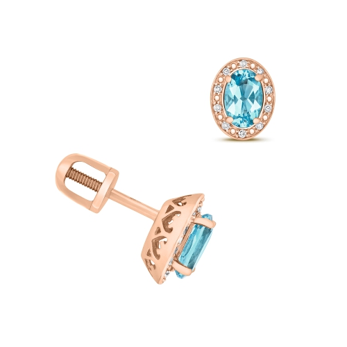 4 Prong Oval Rose Gold Shaped halo Lab Grown Diamond Earrings