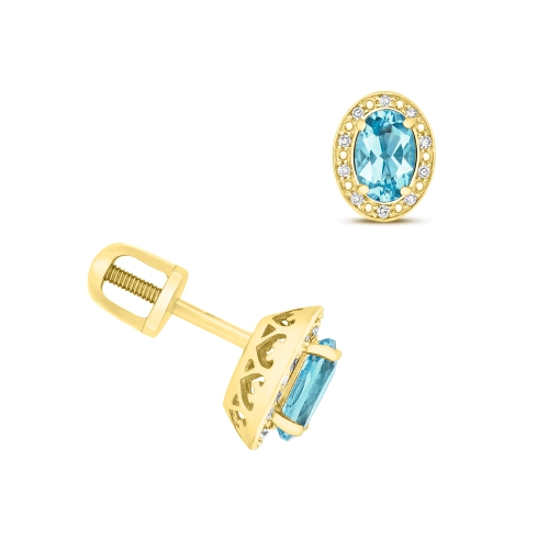 4 Prong Oval Yellow Gold Shaped halo Lab Grown Diamond Earrings