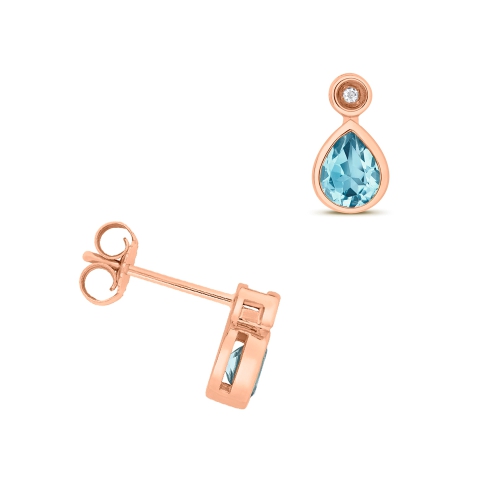Prong Pear Rose Gold Rubover Lab Grown Diamond Earrings