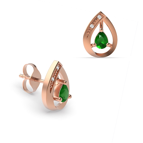 Prong Pear Rose Gold Dazzling stud Diamond Earrings