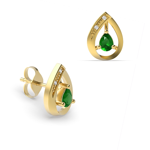 Prong Pear Yellow Gold Dazzling stud Diamond Earrings