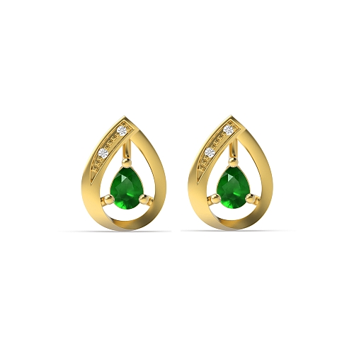 Prong Pear Yellow Gold Dazzling stud Diamond Earrings