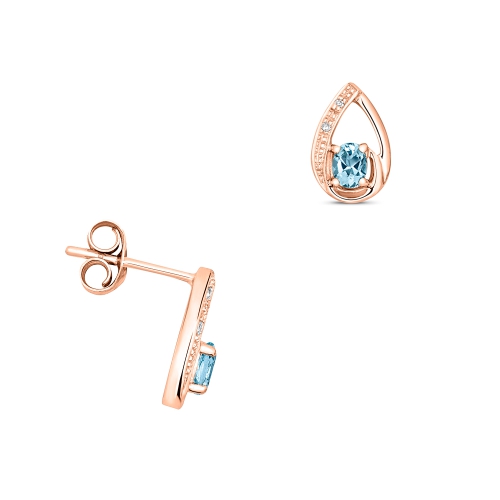 4 Prong Oval Rose Gold Pear shaped Lab Grown Diamond Earrings