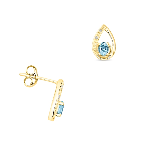4 Prong Oval Yellow Gold Pear shaped Lab Grown Diamond Earrings
